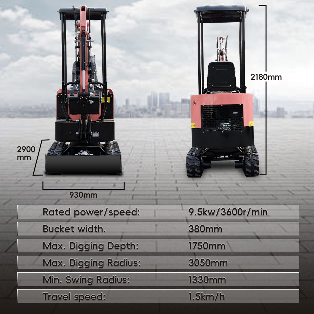 MS10 1-Ton Mini Excavator – Briggs & Stratton 13.5 HP Gasoline
