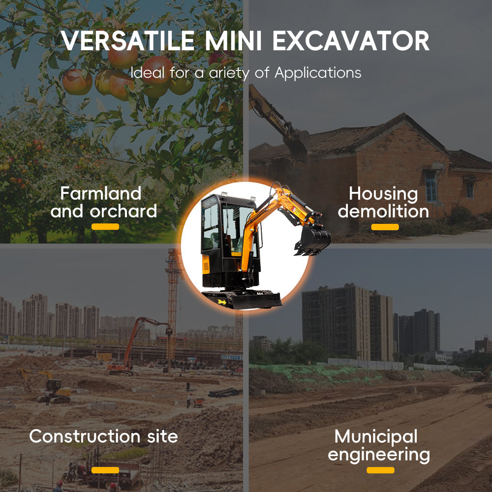 MS10H 1-Ton Mini Excavator with Cab – 13.5 HP Gasoline with Thumb Clip