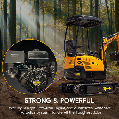 MS13 1.3-Ton Mini Excavator – 13.5 HP Gasoline with Thumb Clip