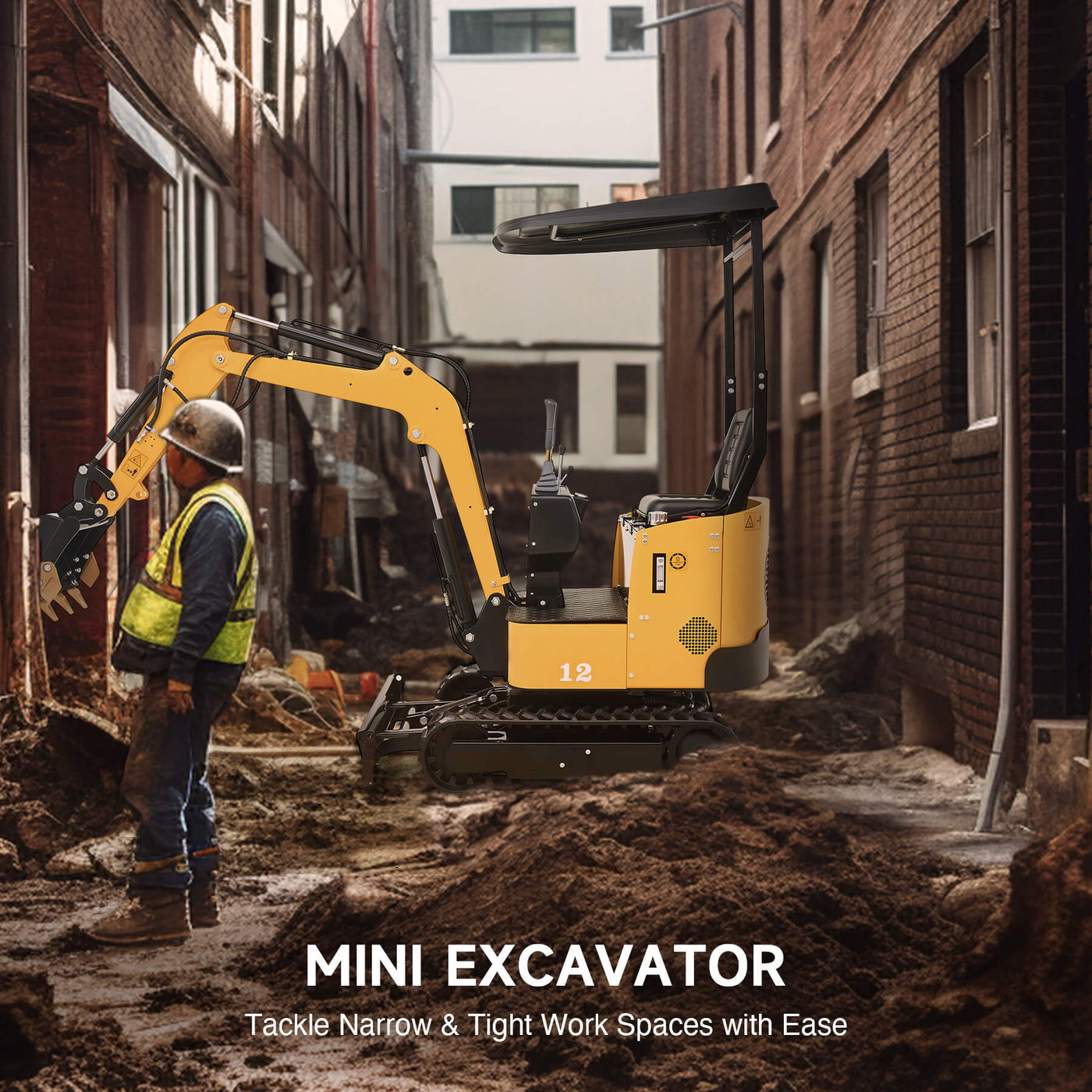 CREWORKS 13.5HP Mini Excavator – B&S Engine with 6 Attachments