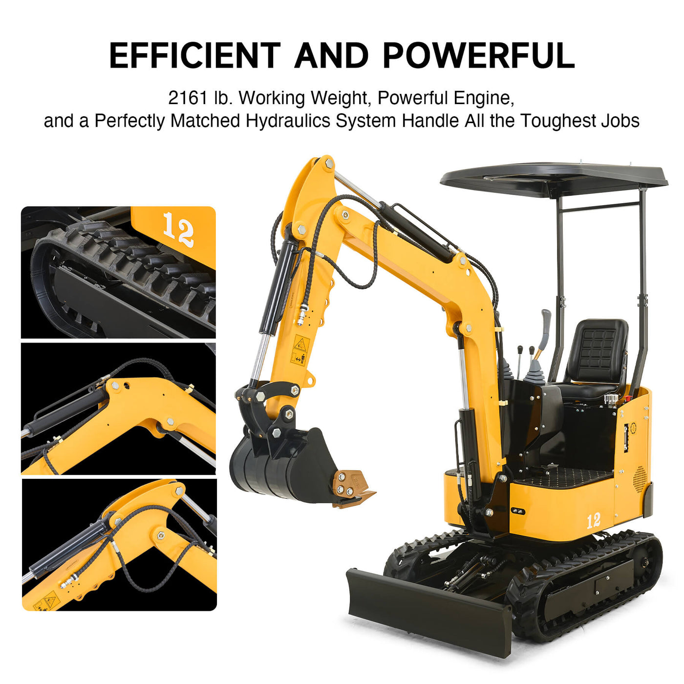 CREWORKS 13.5HP Mini Excavator – B&S Engine with 6 Attachments