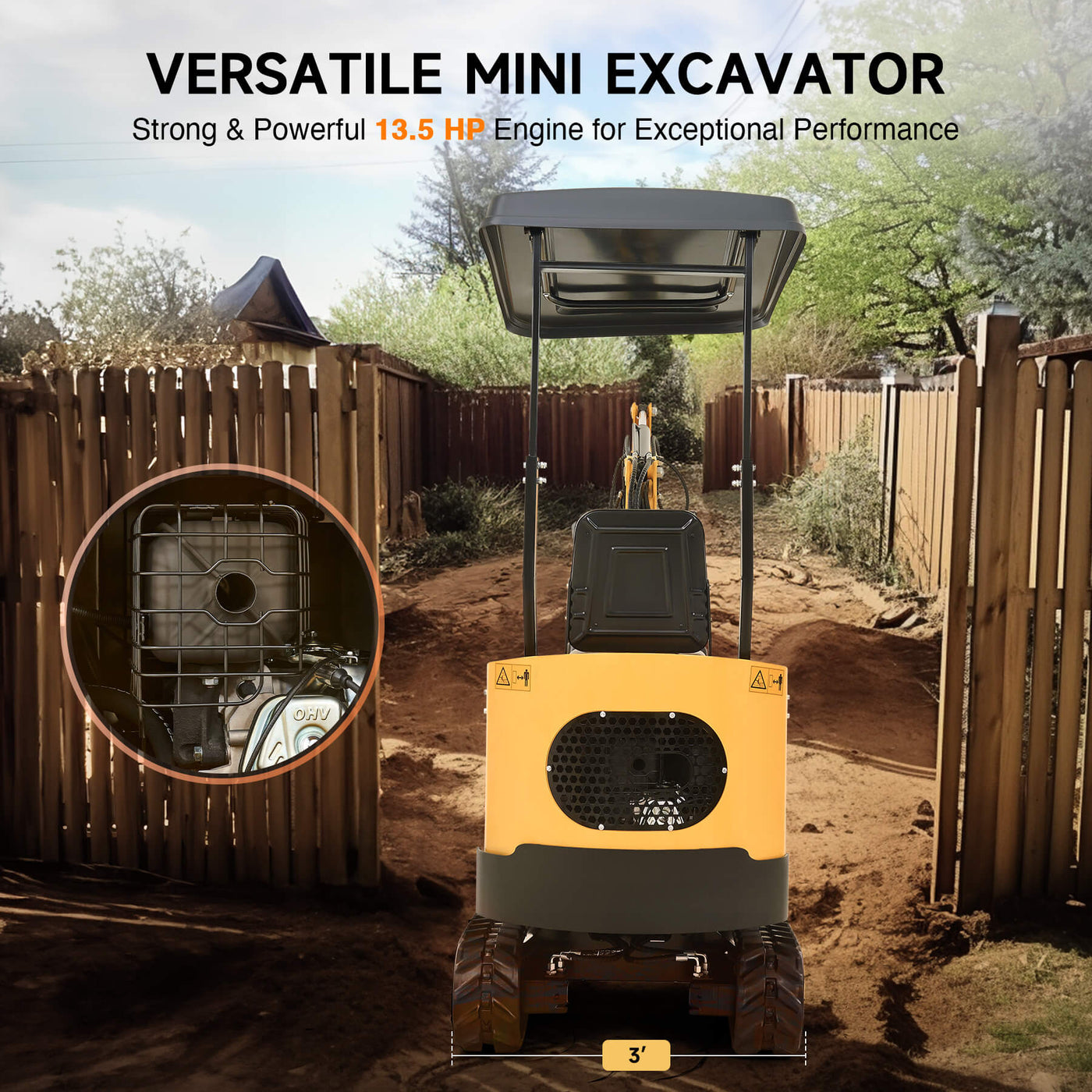 CREWORKS 13.5HP Mini Excavator – B&S Engine with 6 Attachments