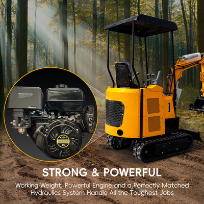 MS15 1.5-Ton Mini Excavator – 13.5 HP Gasoline with Thumb Clip