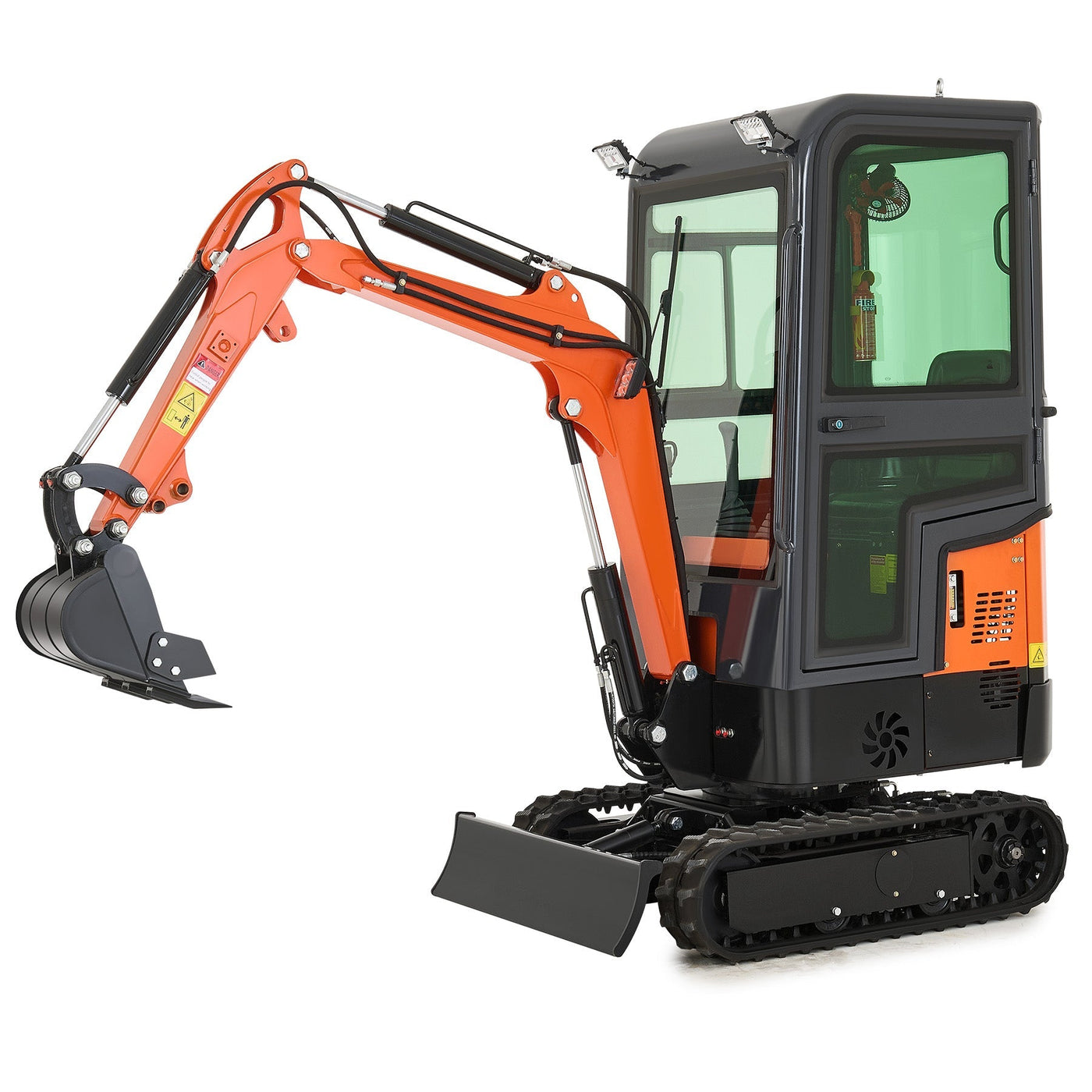 CREWORKS 13.5HP Mini Excavator 1 Ton Mini Crawler Excavator with Enclosed Cab