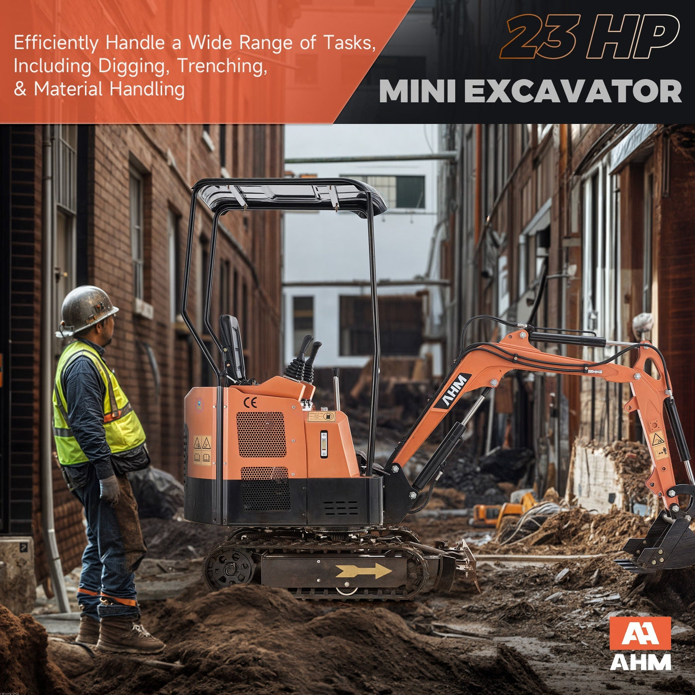 AHM 1 Ton Mini Excavator - Compact Excavator for Tight Spaces