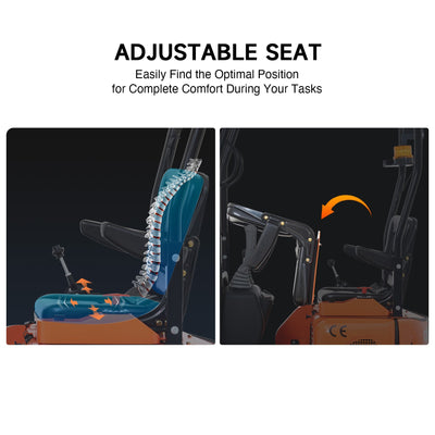 CREWORKS 13.5 HP 1 Ton B&S Engine Mini Excavator with 2586 lbf Digging Force