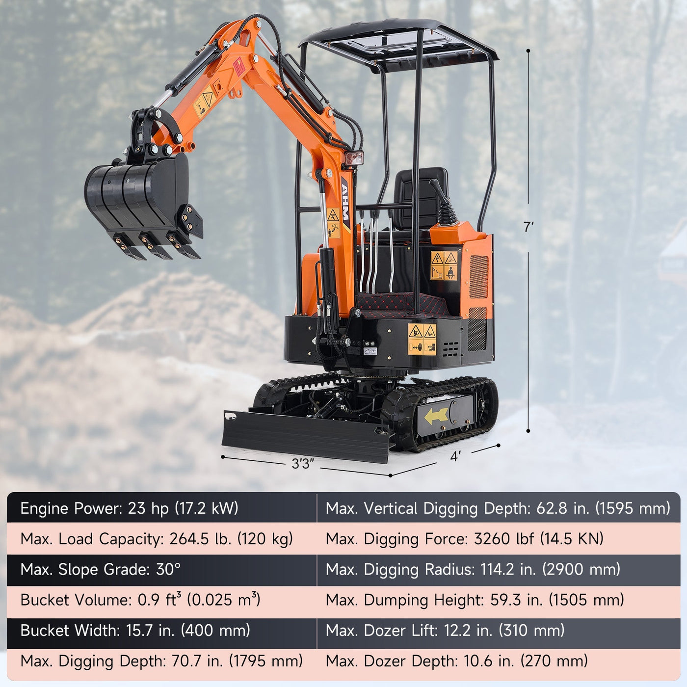 AHM 1 Ton Mini Excavator - Compact Excavator for Tight Spaces
