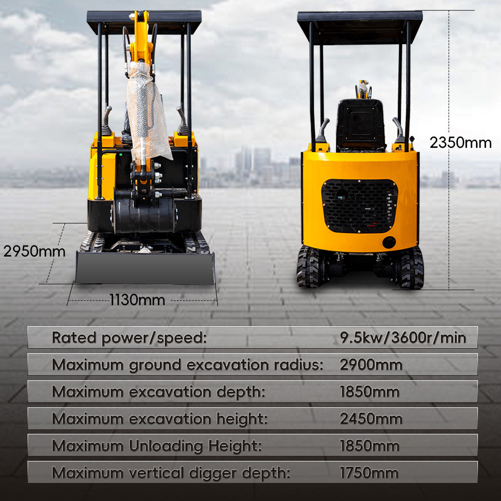 MS15 1.5-Ton Mini Excavator – 13.5 HP Gasoline with Thumb Clip