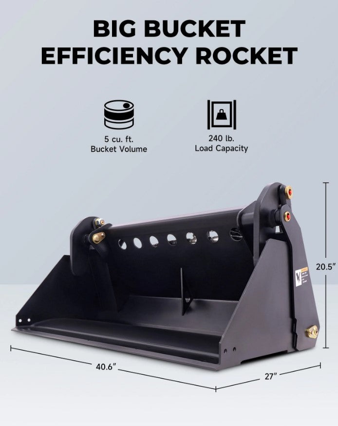 41" 4-in-1 Combo Mini Skid Steer Bucket Attachment with Quick Attach, Universal Mount