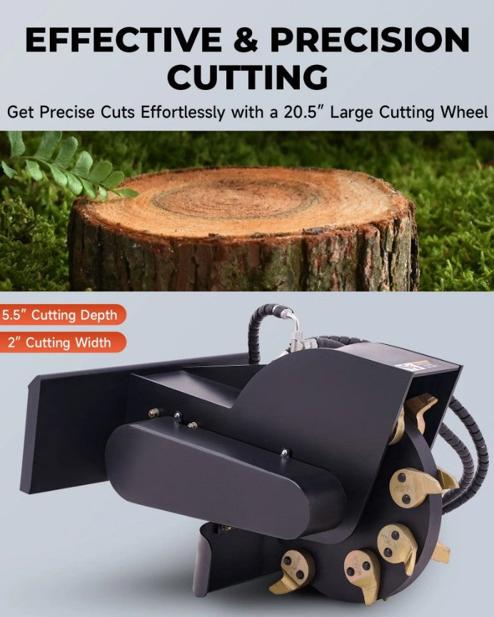 Stump Grinder Attachment for Mini Skid Steer Loader with 20.5" Cutting Wheel Universal Mount