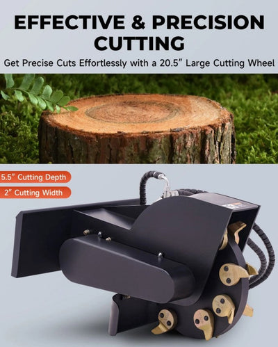 Stump Grinder Attachment for Mini Skid Steer Loader with 20.5" Cutting Wheel Universal Mount