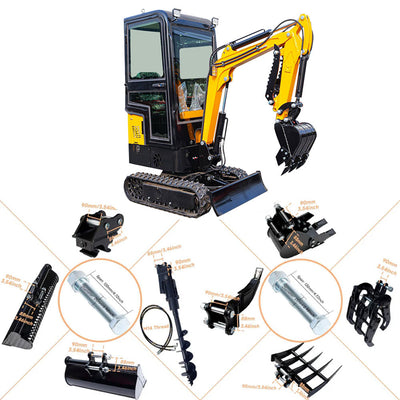 MS10H 1-Ton Mini Excavator with Cab – 13.5 HP Gasoline with Thumb Clip