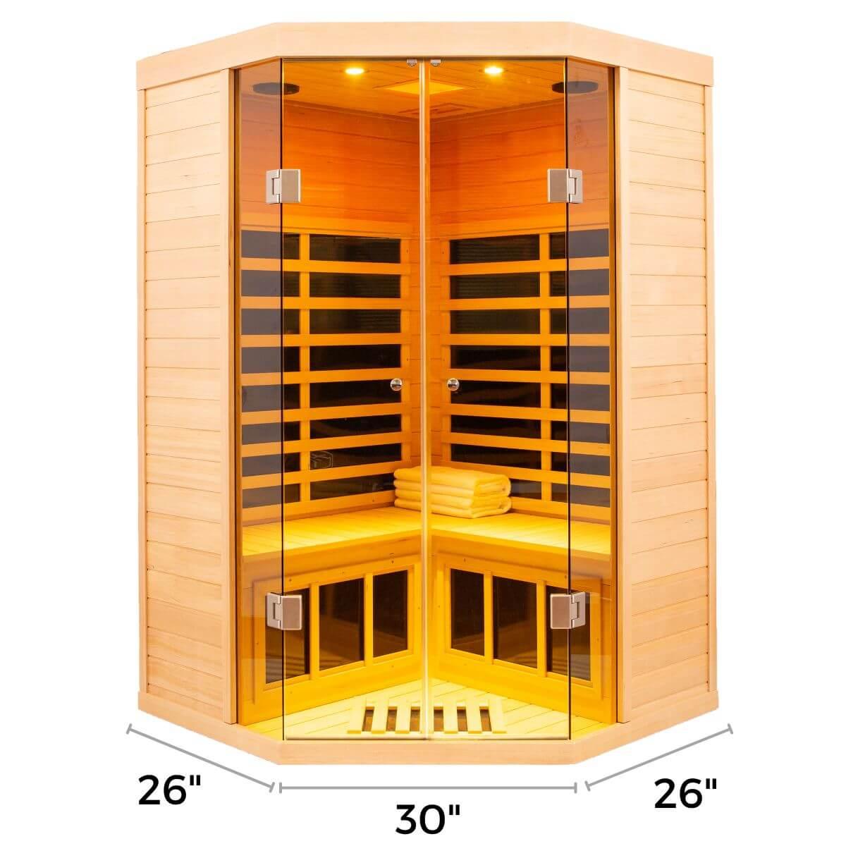Ample-907SH Corner 2 Person Ultra-Low EMF Far Infrared Sauna | Limited Stock Remaining