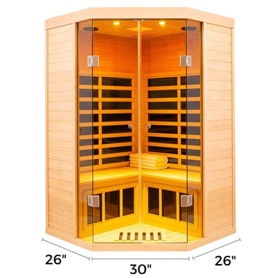 Ample-907SH Corner 2 Person Ultra-Low EMF Far Infrared Sauna | Limited Stock Remaining