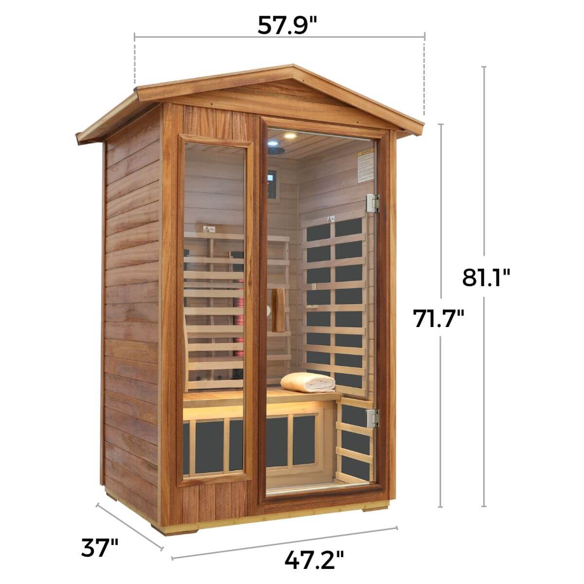 Mix-902VTD 2 Person Outdoor Far & Near Infrared Sauna in Mahogany | Limited Stock Remaining