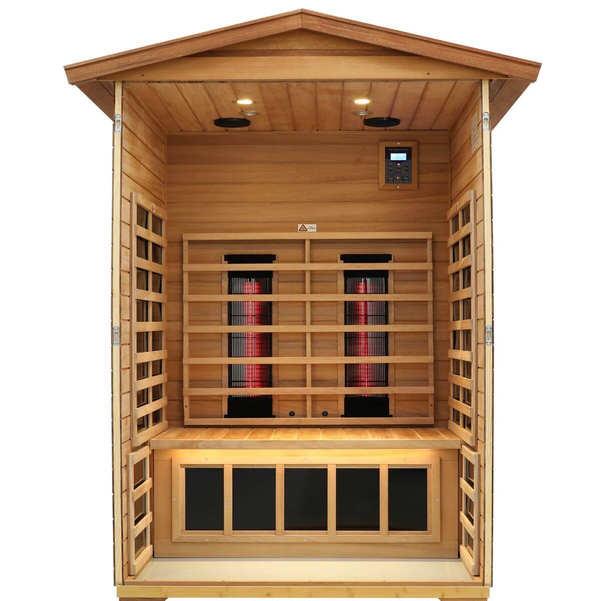 Mix-902VTD 2 Person Outdoor Far & Near Infrared Sauna in Mahogany | Limited Stock Remaining