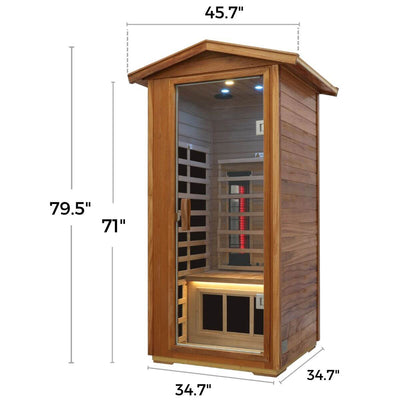 Mix-901VTD 1 Person Outdoor Far & Near Infrared Sauna in Mahogany | Limited Stock Remaining