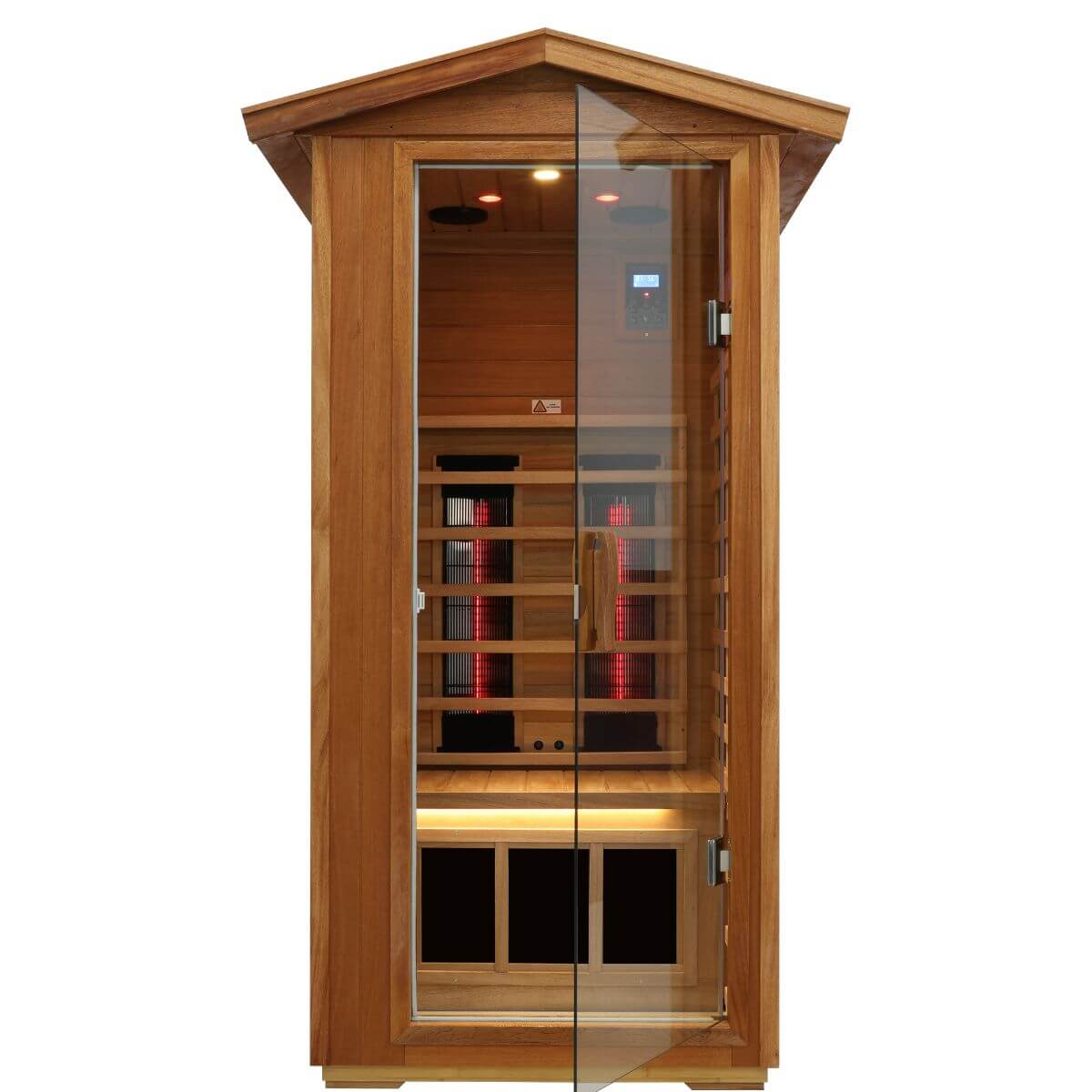 Mix-901VTD 1 Person Outdoor Far & Near Infrared Sauna in Mahogany | Limited Stock Remaining