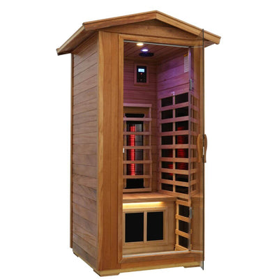 Mix-901VTD 1 Person Outdoor Far & Near Infrared Sauna in Mahogany | Limited Stock Remaining