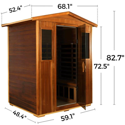 Wearwell-904VR 4 Person Outdoor Ultra-Low EMF Far Infrared Sauna in Red Cedar | Nature's Art, Noble Enjoyment