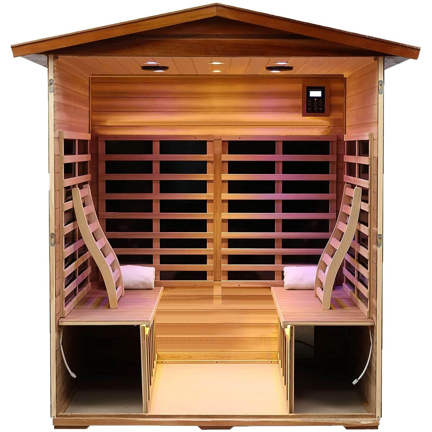 Wearwell-904VT 4 Person Outdoor Ultra-Low EMF Far Infrared Sauna in Mahogany | Value Sale