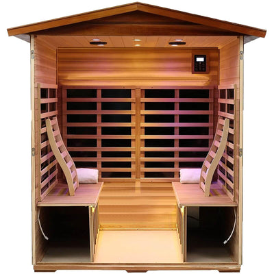 Wearwell-904VT 4 Person Outdoor Ultra-Low EMF Far Infrared Sauna in Mahogany | Value Sale