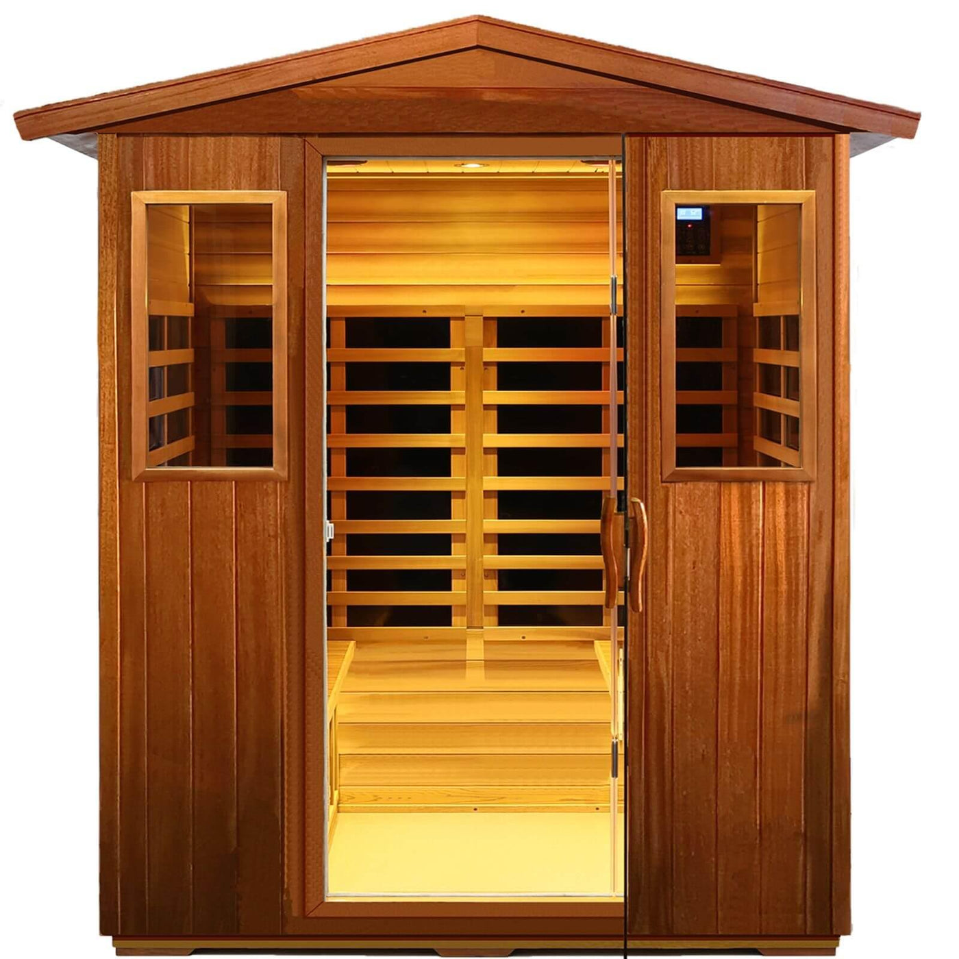 Wearwell-904VT 4 Person Outdoor Ultra-Low EMF Far Infrared Sauna in Mahogany | Value Sale